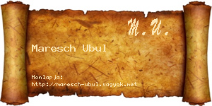 Maresch Ubul névjegykártya